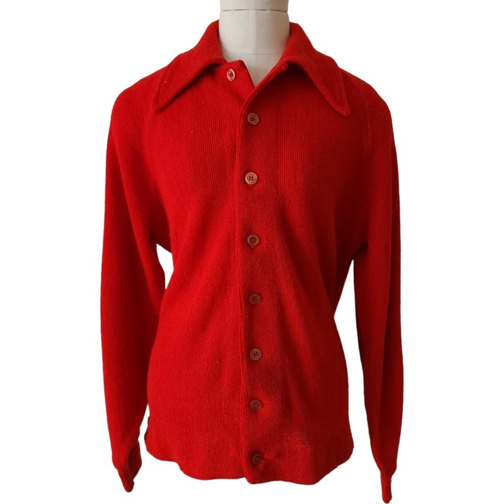 Janzten red orange mohair blend cardigan